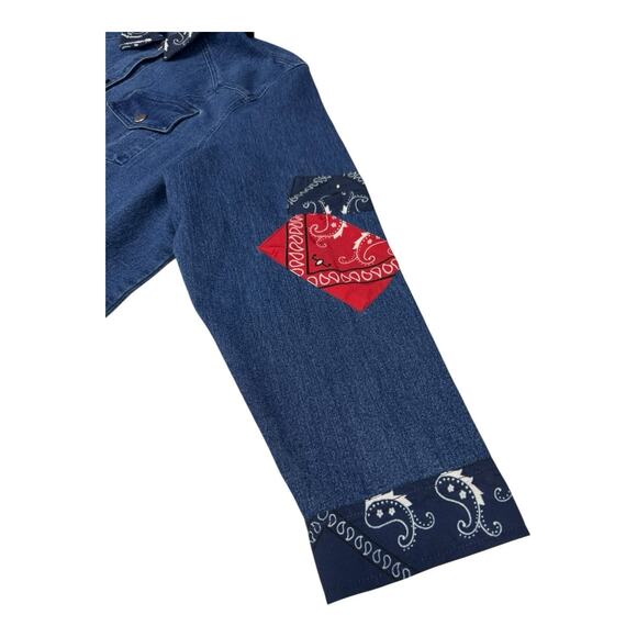 NWT Back In the Saddle Women's 1X Denim Chambray Bandana Trims Long Sleeve Shirt - Picture 9 of 12